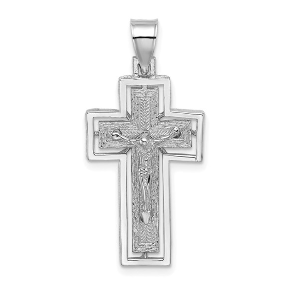 Million Charms 10K White Gold Textured Crucifix w/ Frame...